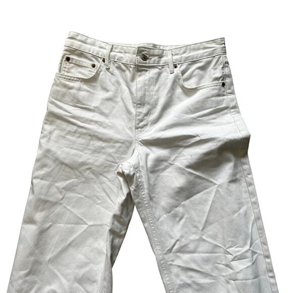 Zara Women’s The New Daddy Jeans Raw Hem Straight Leg White Size 6 - Picture 2 of 13